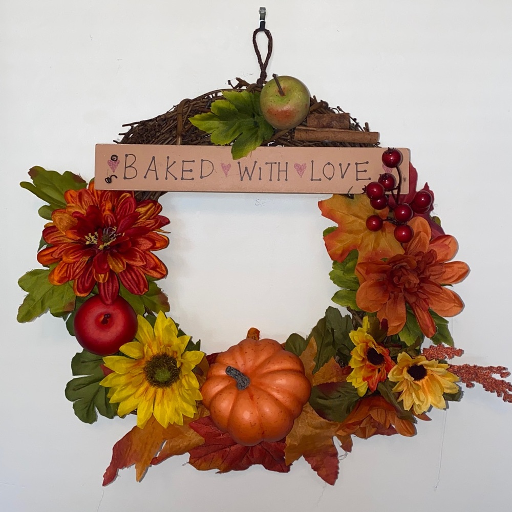 Fall Thanksgiving Faux Silk Flower Arrangement Wreath